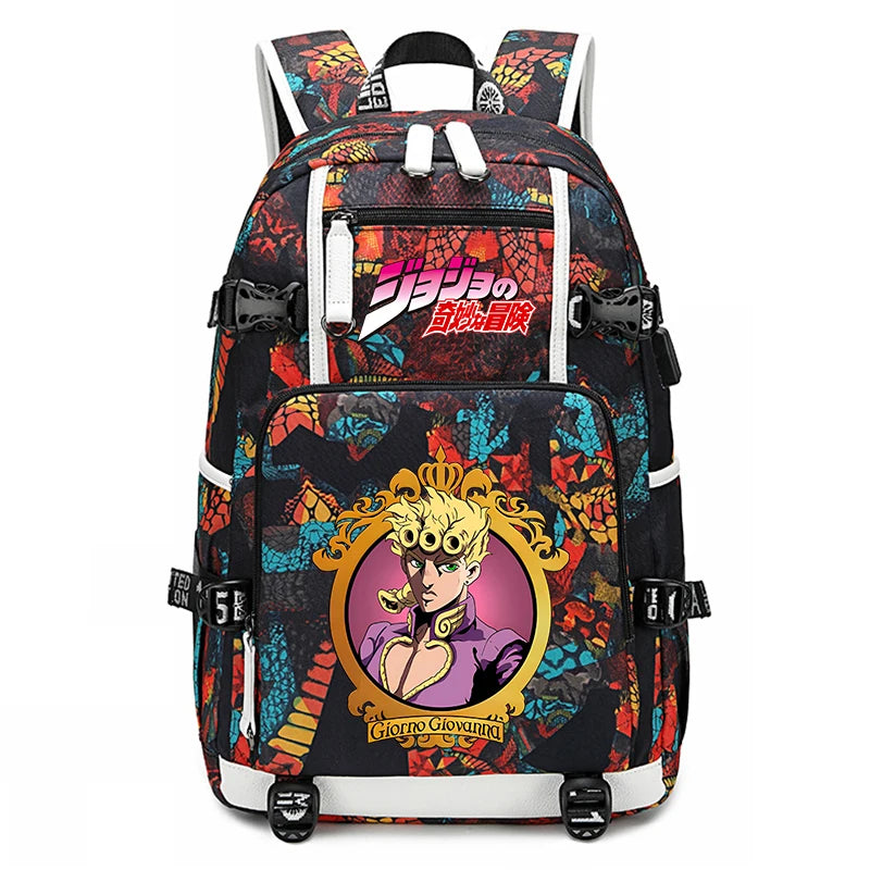 Jojo Bizarre Adventure Anime Sac à dos pour jeunes, cartable étudiant, sac de voyage grande capacité, cadeau de rentrée scolaire pour enfants