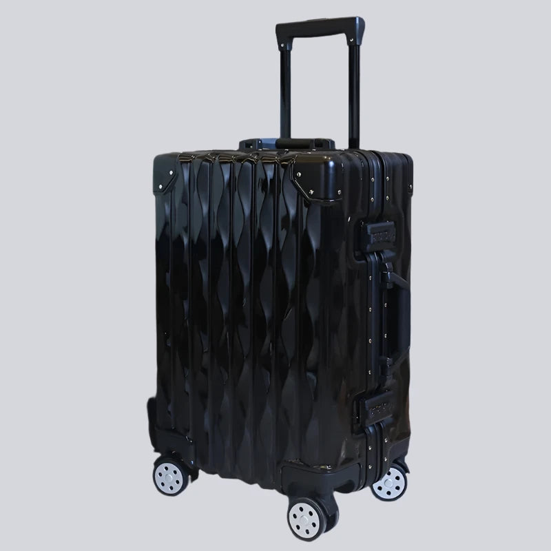 Super jolie valise à roulettes pour hommes et femmes, valise de voyage version coréenne, 20/24/28 pouces cadre en aluminium