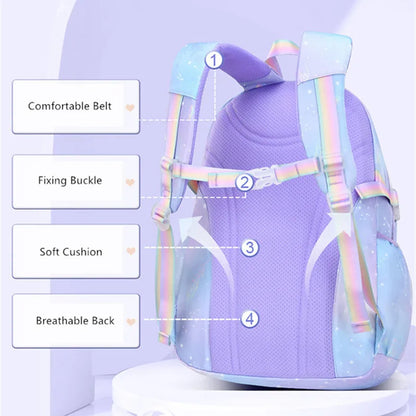 Sacs d'école imperméables pour enfants, cartable violet et rose pour filles, SR, grande capacité, étudiant du primaire