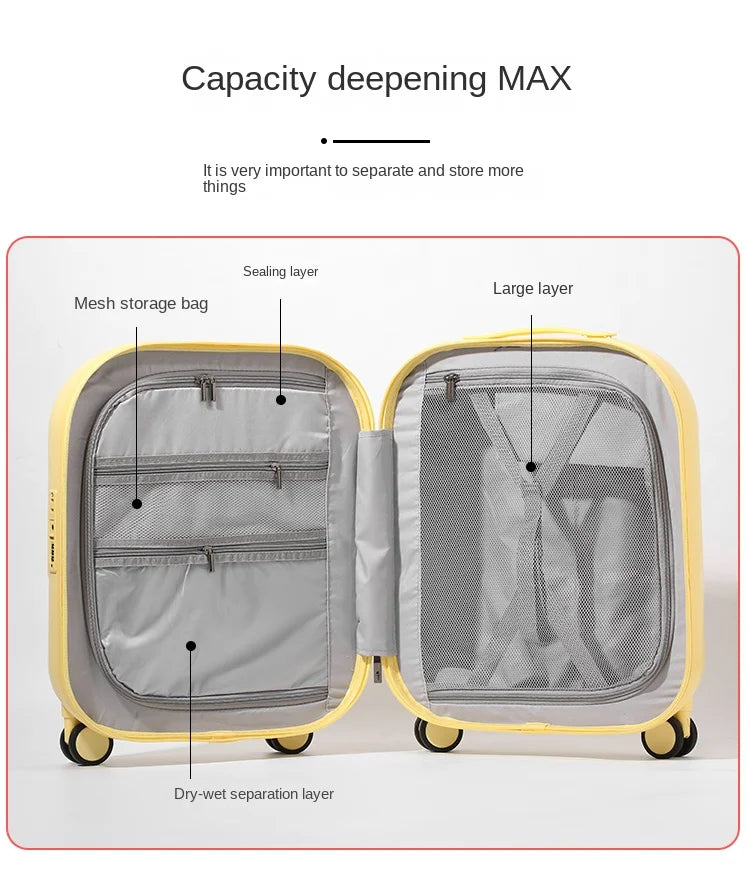 Valise Solide Légère et Silays euse à Roulettes Universelle pour Femme, Bagage à Bulles de Crème Glacée, Mot de Passe d'Embarquement, 20 Pouces