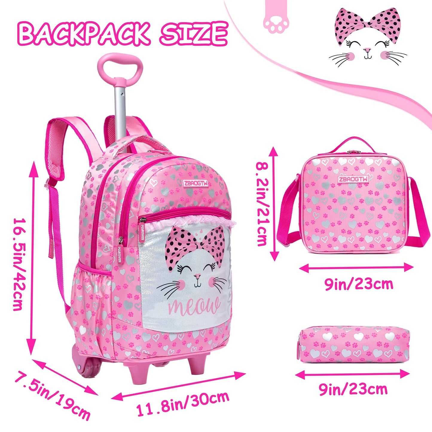 Rolling backpack for elementary school students