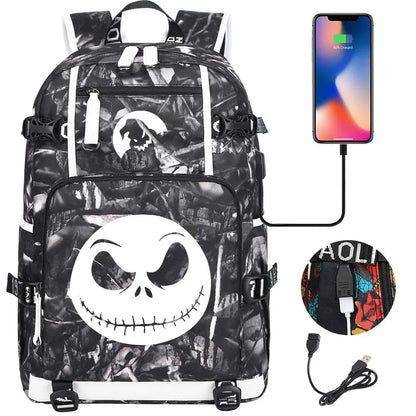 Sac à Dos The Nightmare Before Christmas pour Enfant, Cartable, Grande Capacité, Ordinateur Portable, Étanche, Multifonction, Chargement USB, Halloween