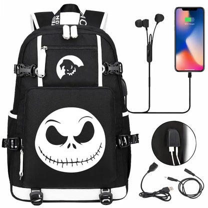 Sac à Dos The Nightmare Before Christmas pour Enfant, Cartable, Grande Capacité, Ordinateur Portable, Étanche, Multifonction, Chargement USB halloween