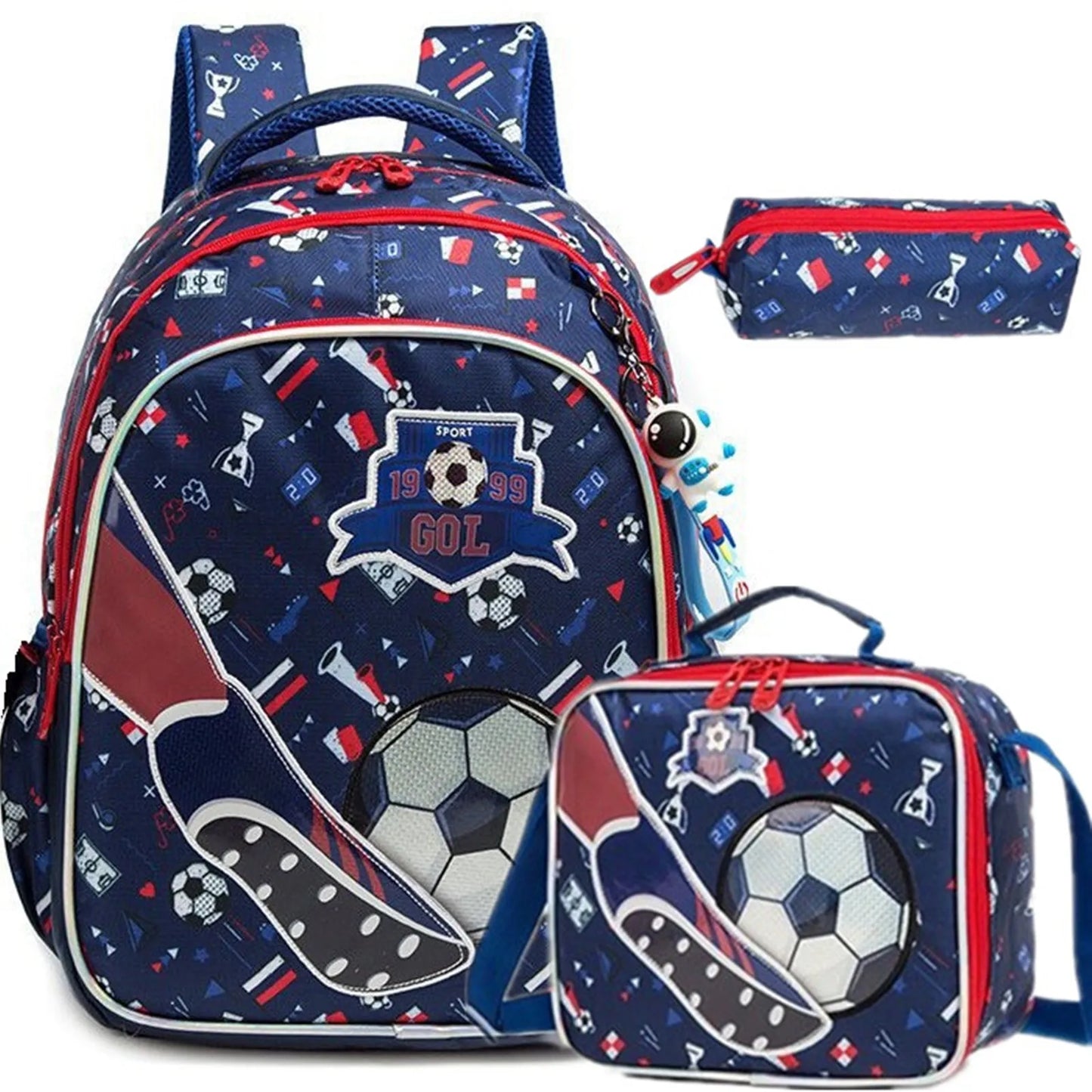 Ensemble de 3 sacs à dos d'école avec sac à déjeuner et étui à stylos