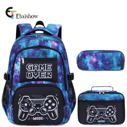 Sac à dos pour garçon avec sac à déjeuner et trousse à crayons 3 pièces