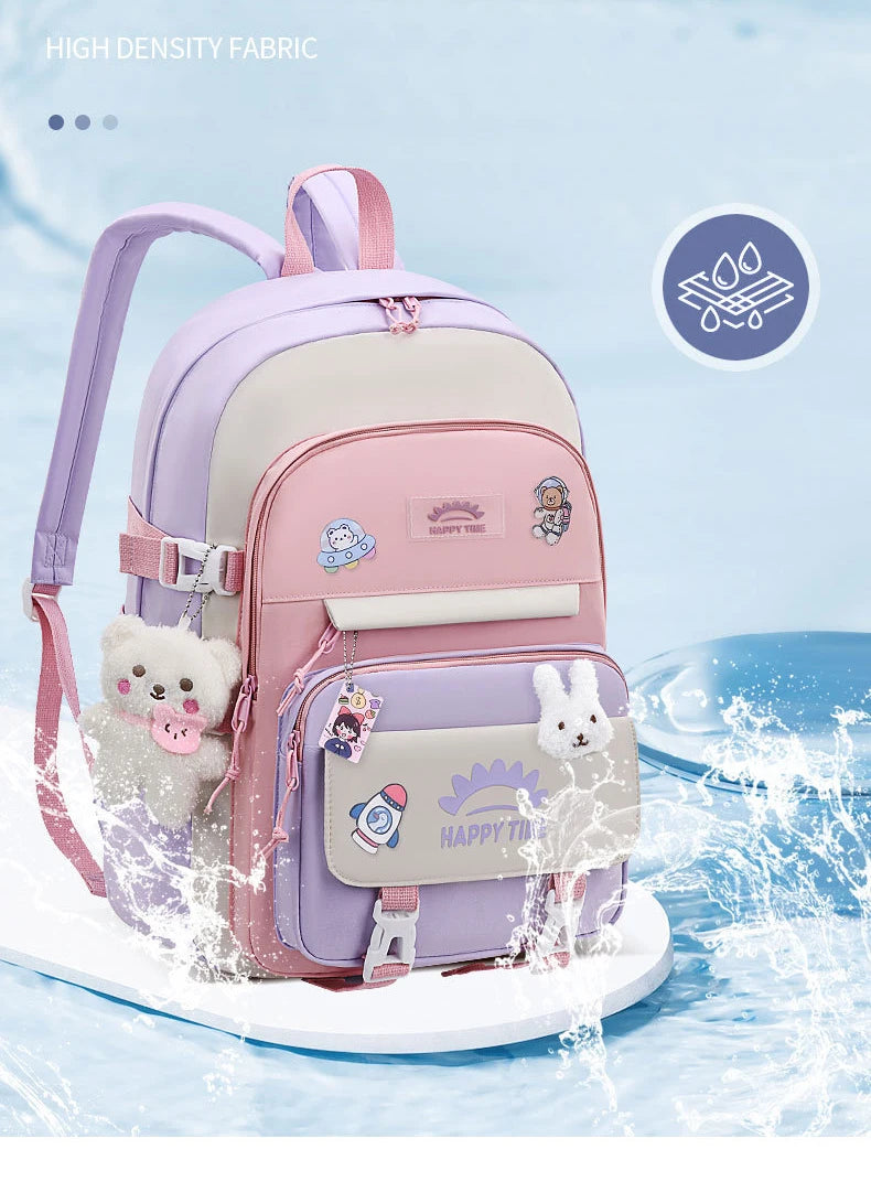 Sac à dos en nylon multi-poches de grande capacité pour femme, sac d'école pour fille, sac à dos pour ordinateur portable, livre, mignon, Ins, junior, lycéen