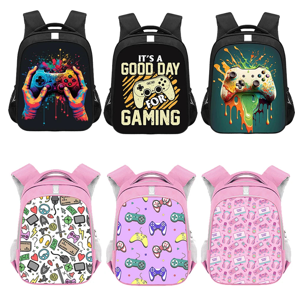 Sac à dos imprimé manettes de jeu drôles, contrôleur de jeu vidéo, sac d'école pour adolescents, sac à dos pour ordinateur portable Gamer, sacs de livre pour enfants, cadeau