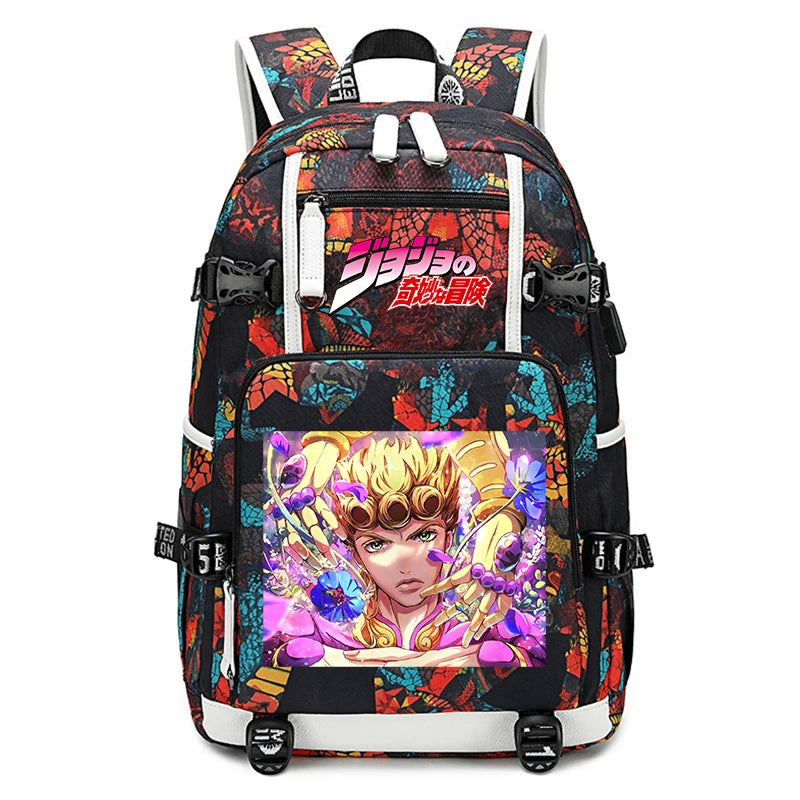 Jojo Bizarre Adventure Anime Sac à dos pour jeunes, cartable étudiant, sac de voyage grande capacité, cadeau de rentrée scolaire pour enfants