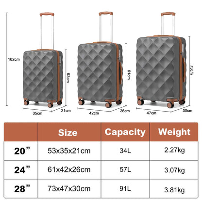 Ensemble de valise 3 pièces, coque rigide légère