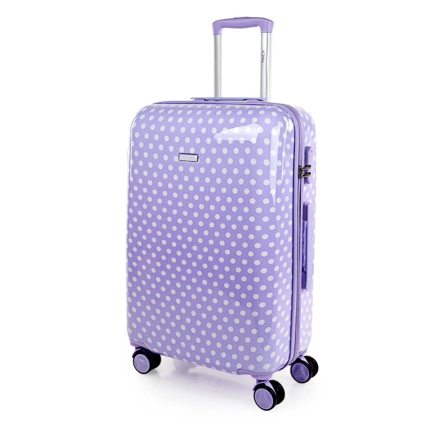 Valise de voyage modèle Stars pour jeune enfant, fille, 4 roues, polycarbonate moyen violete