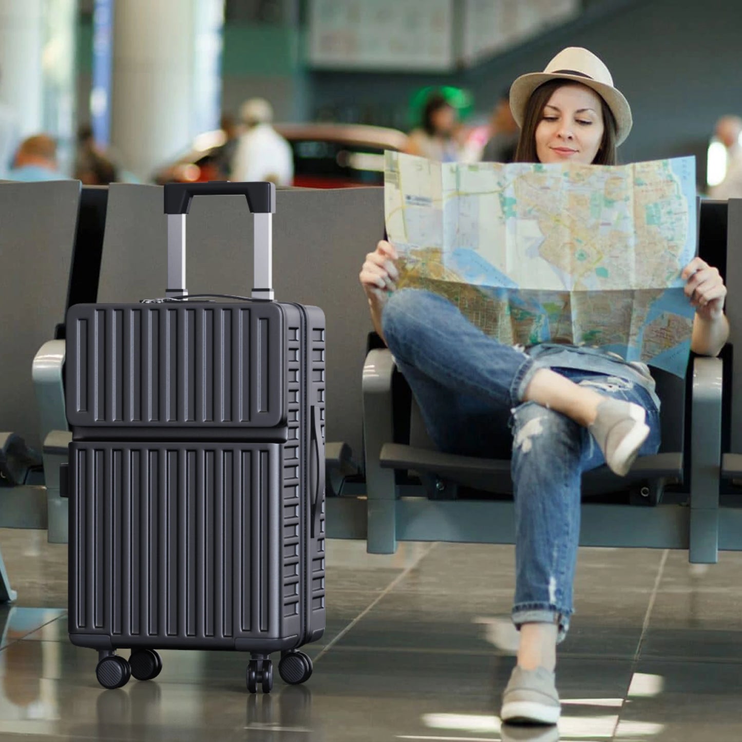 Ensemble de 2 valises avec ouverture frontale