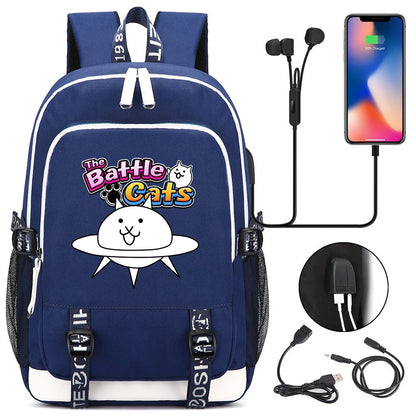 Sac à dos mignon, pour l'école, étudiant, chargeur USB, pour ordinateur portable, garçons et filles, voyage quotidien, adolescent, collège, The battle cats