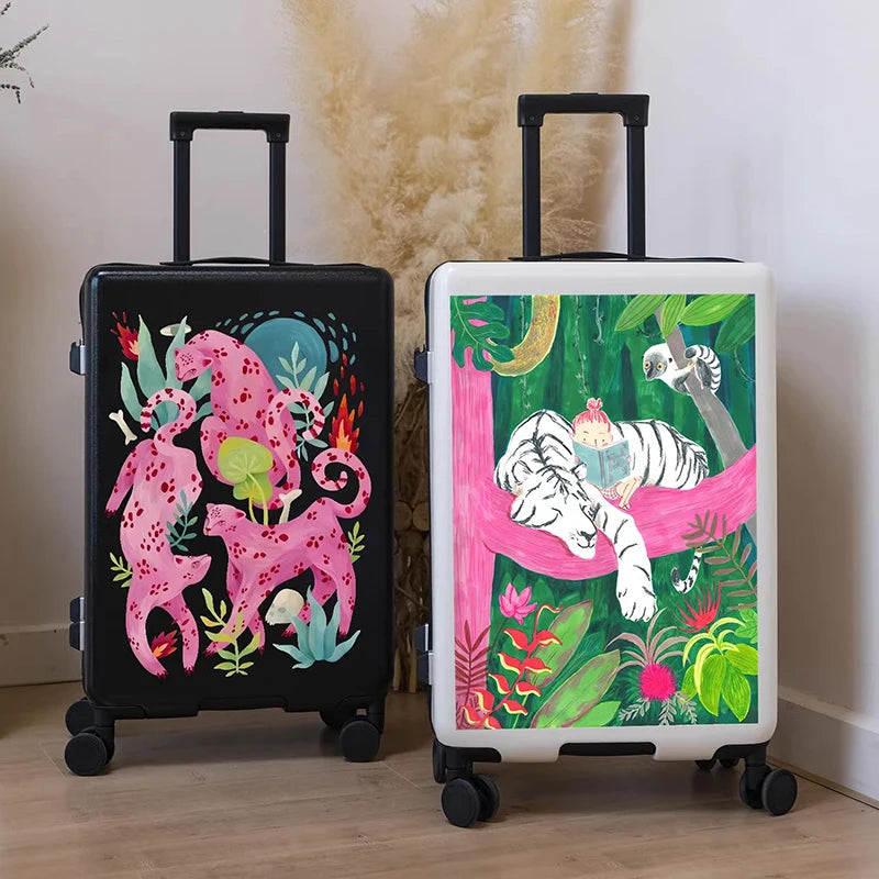 Valise à roulettes artistique