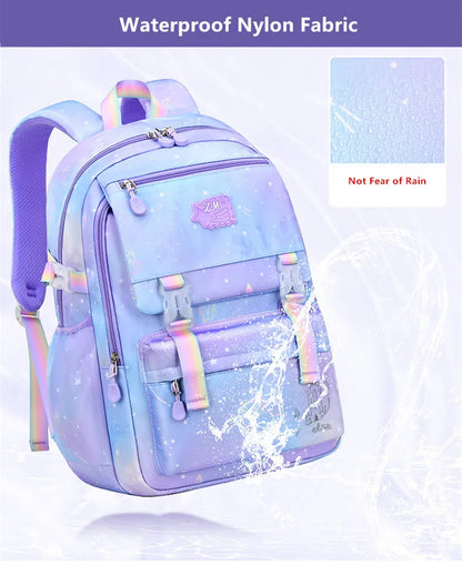 Sacs d'école imperméables pour enfants, cartable violet et rose pour filles, SR, grande capacité, étudiant du primaire