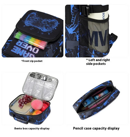 Sac à dos pour garçon avec sac à déjeuner et trousse à crayons 3 pièces