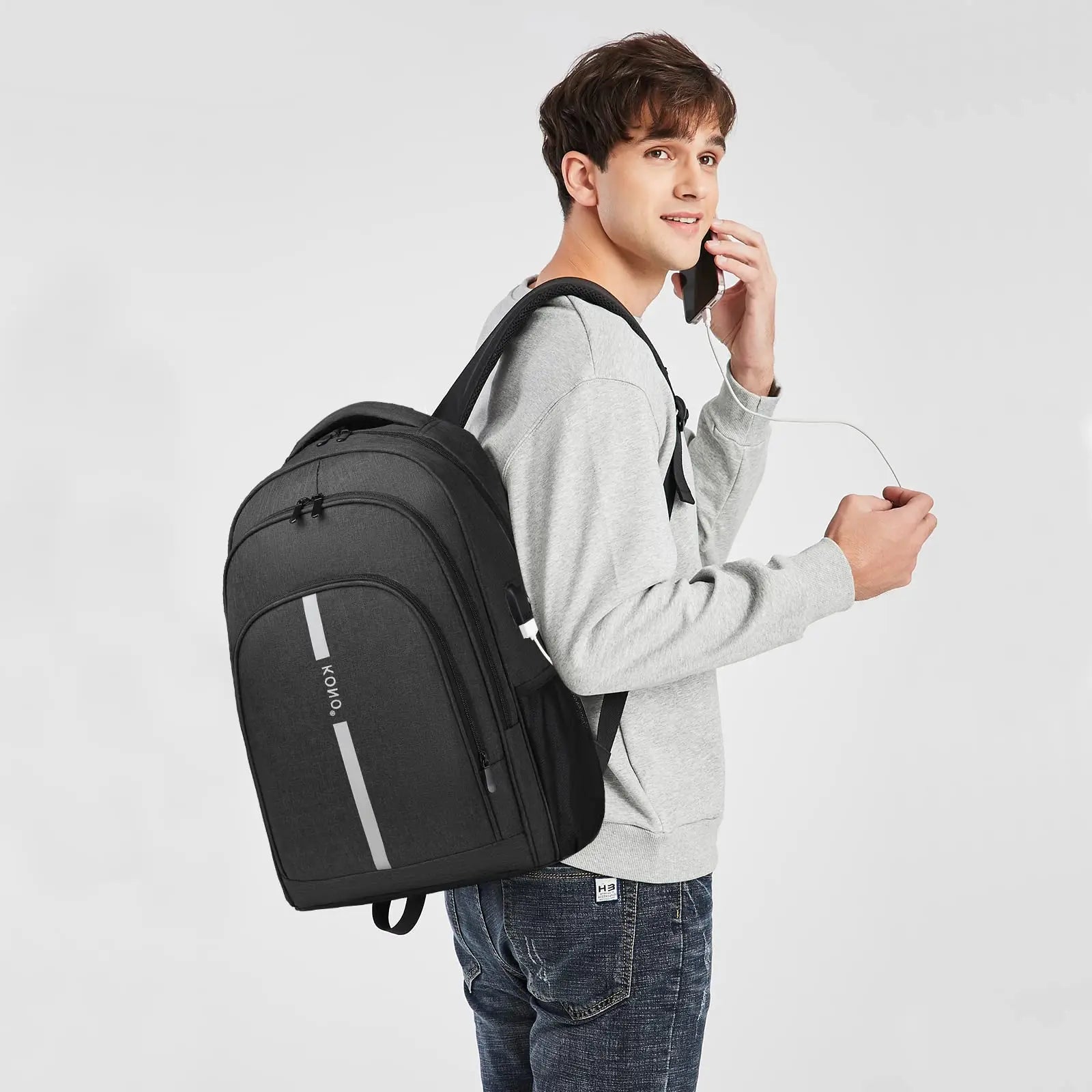 Sac à dos pour ordinateur portable pour les affaires et les voyages, port de charge USB, léger et grand, idéal pour le travail et l'université