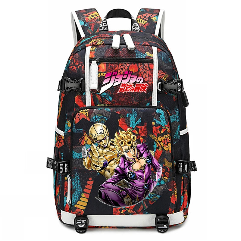 Jojo Bizarre Adventure Anime Sac à dos pour jeunes, cartable étudiant, sac de voyage grande capacité, cadeau de rentrée scolaire pour enfants