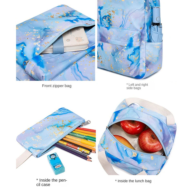 Sac d'école avec sac à déjeuner et trousse à crayons