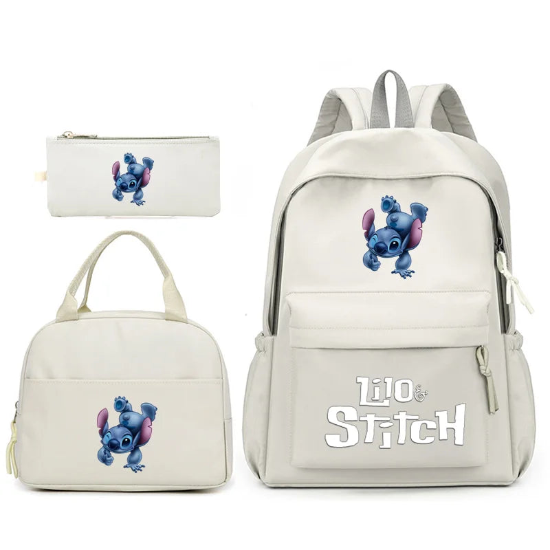 Sac à dos Lilo Stitch avec sac à lunch pour femmes et adolescents, sacs d'école pour étudiants, sac de voyage à la mode, ensembles pour adolescents, 3 pièces