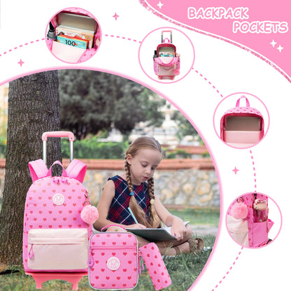 School backpack with wheels, 3 pieces