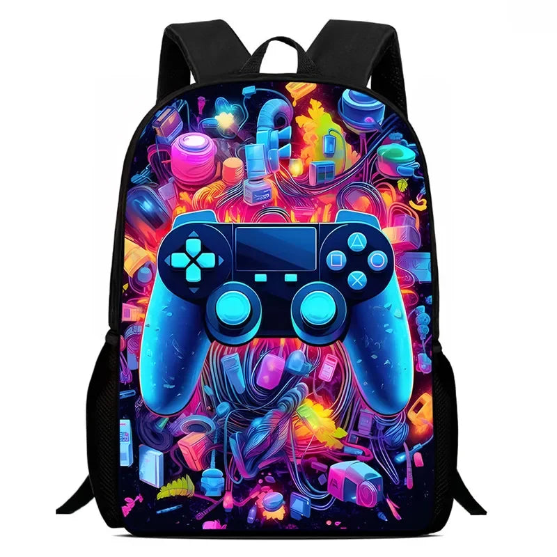 Sac à dos d'école, consoles de jeux de dessins animés