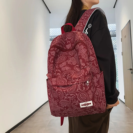 Sac à Dos Preppy Décontracté pour Couples, Imprimé Complet, pour Ordinateur, école