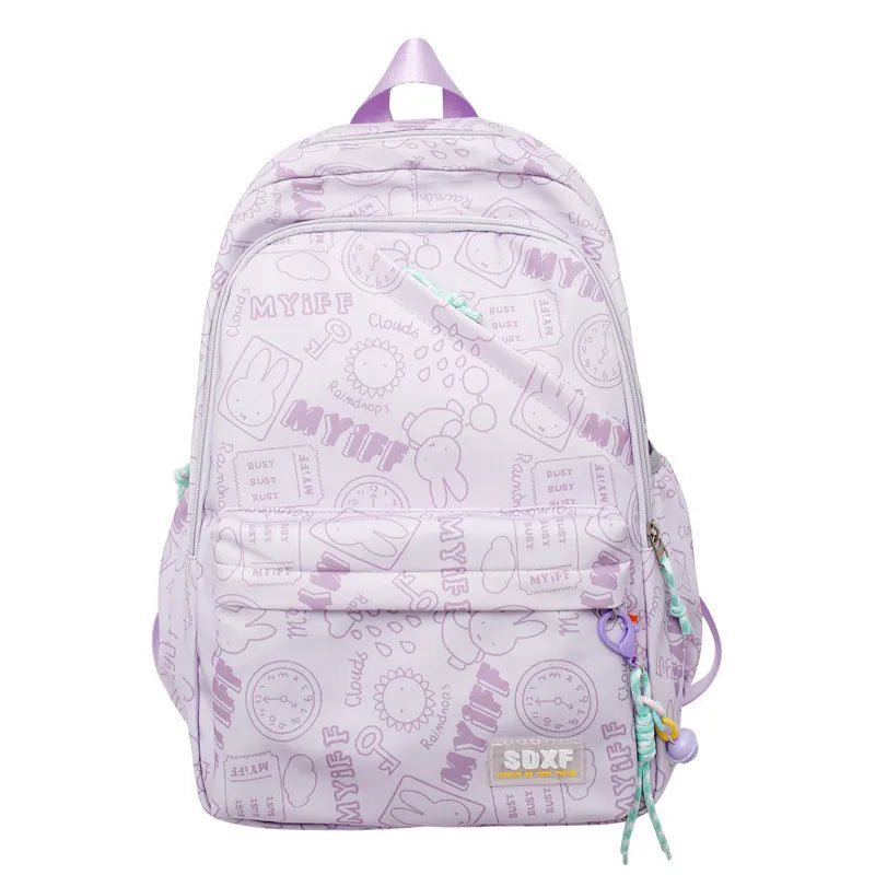 Sac à Dos observateur et Étanche pour Écolier d'École Primaire, Sacoche pour Ordinateur Portable 14 ans, Mignon, Graffiti, Fille, Sortir pour Jouer