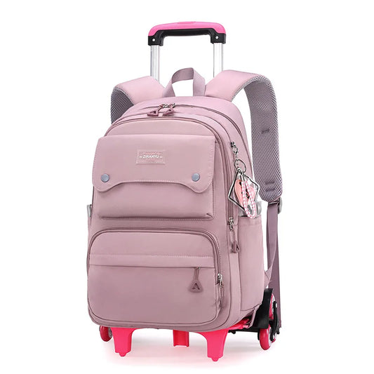 Sac à Dos d'École à Roulettes pour Fille, Cartable Étanche avec Roulettes pour Enfant