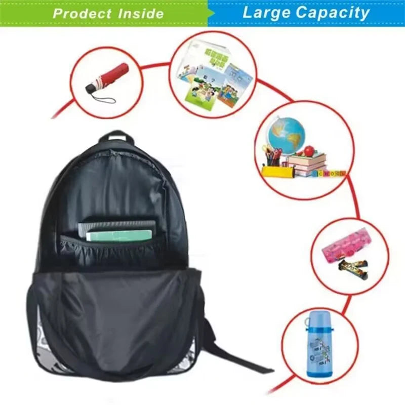 Sac à Dos d'École avec Imprimé 3D de Football pour Garçon et Fille, Ensemble de 3 Pièces avec Sacs Initiés, Trousse à Crayons