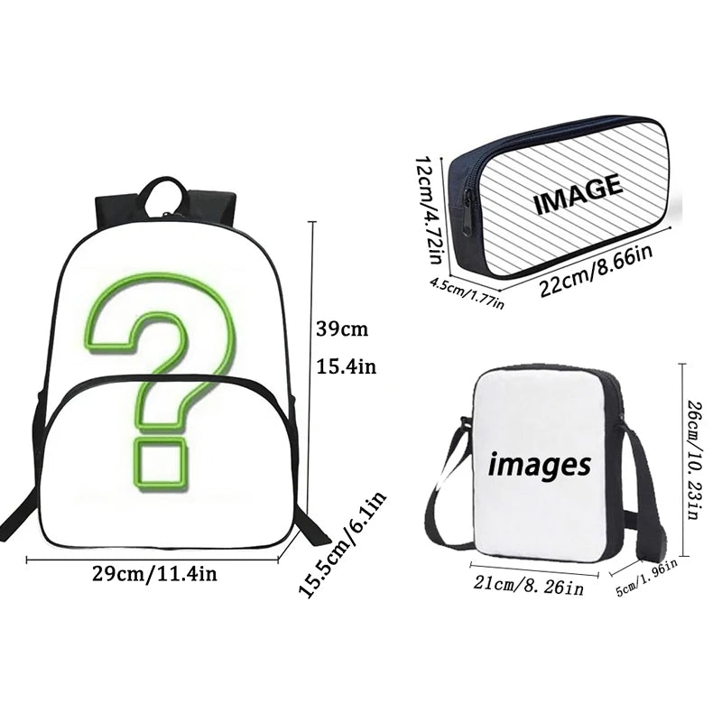 Sac à Dos d'École avec Imprimé 3D de Football pour Garçon et Fille, Ensemble de 3 Pièces avec Sacs Initiés, Trousse à Crayons