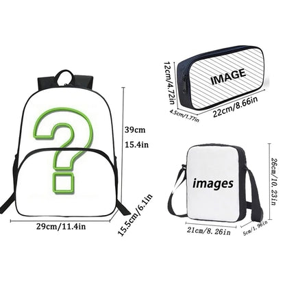 Sac à Dos d'École avec Imprimé 3D de Football pour Garçon et Fille, Ensemble de 3 Pièces avec Sacs Initiés, Trousse à Crayons