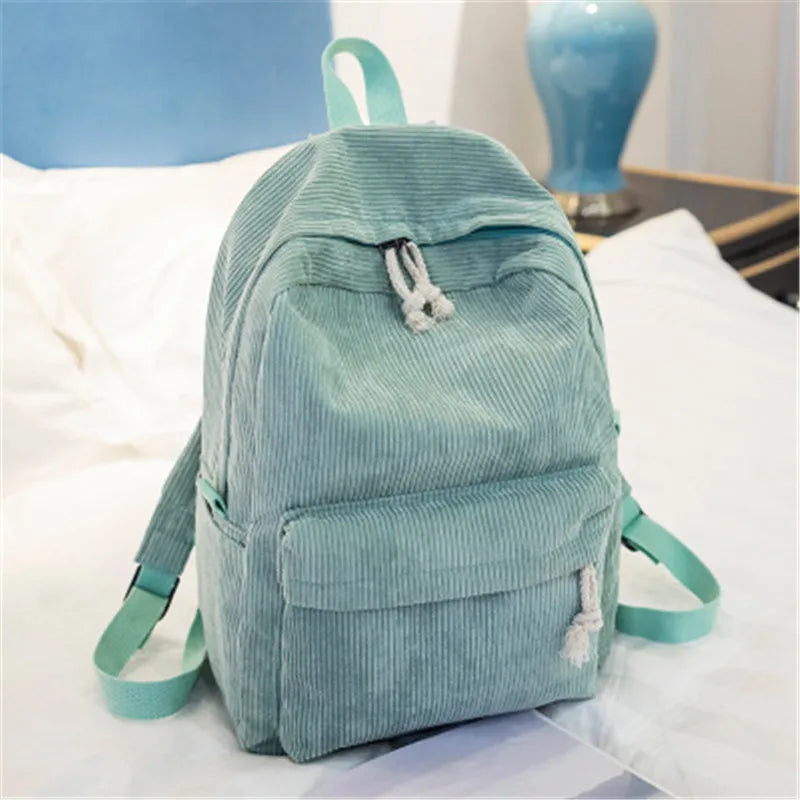 Sac à Dos Personnalisé en Velours Côtelé pour Femme et Adolescent, vert