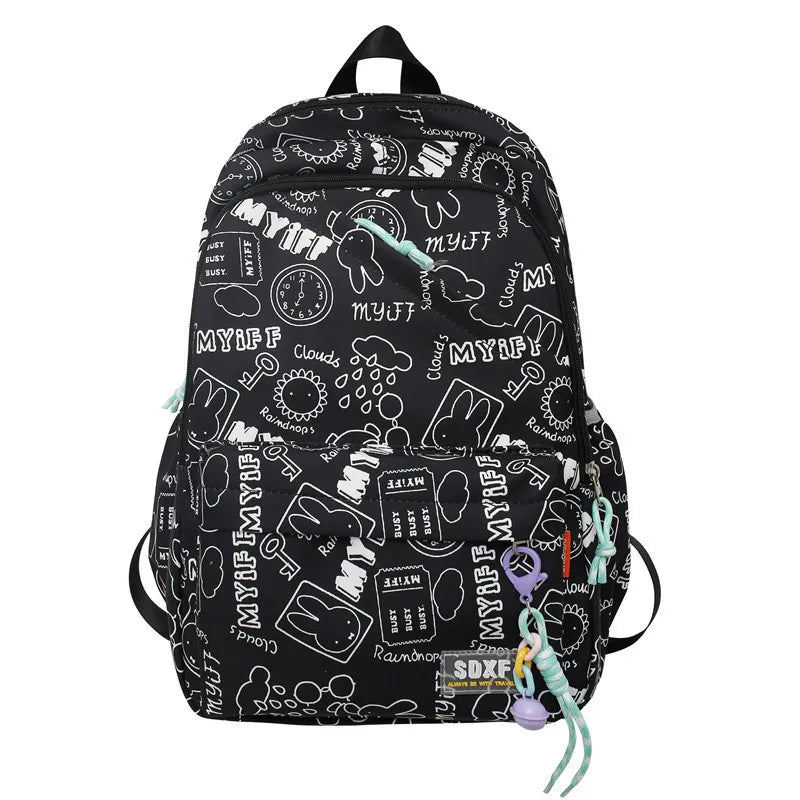 Sac à Dos observateur et Étanche pour Écolier d'École Primaire, Sacoche pour Ordinateur Portable 14 ans, Mignon, Graffiti, Fille, Sortir pour Jouer