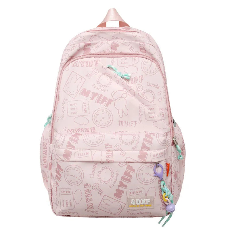 Sac à Dos observateur et Étanche pour Écolier d'École Primaire, Sacoche pour Ordinateur Portable 14 ans, Mignon, Graffiti, Fille, Sortir pour Jouer