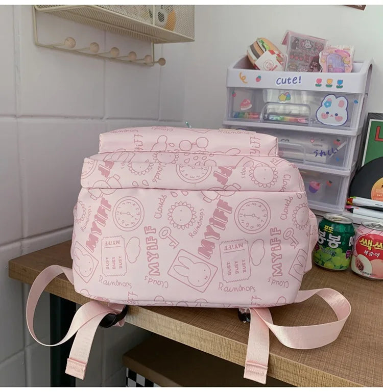 Sac à Dos observateur et Étanche pour Écolier d'École Primaire, Sacoche pour Ordinateur Portable 14 ans, Mignon, Graffiti, Fille, Sortir pour Jouer