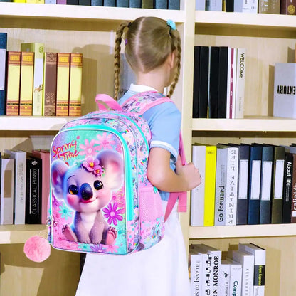Sac à dos Koala mignon pour enfants du primaire, sacs à livres scolaires préscolaires, boîte à lunch, 3 pièces, 16 po
