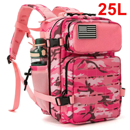 Sac à dos extérieur pour hommes et femmes, sac robuste, petit sac à dos scolaire, sac à dos de randonnée, porte-bouteille, 25L, 45L