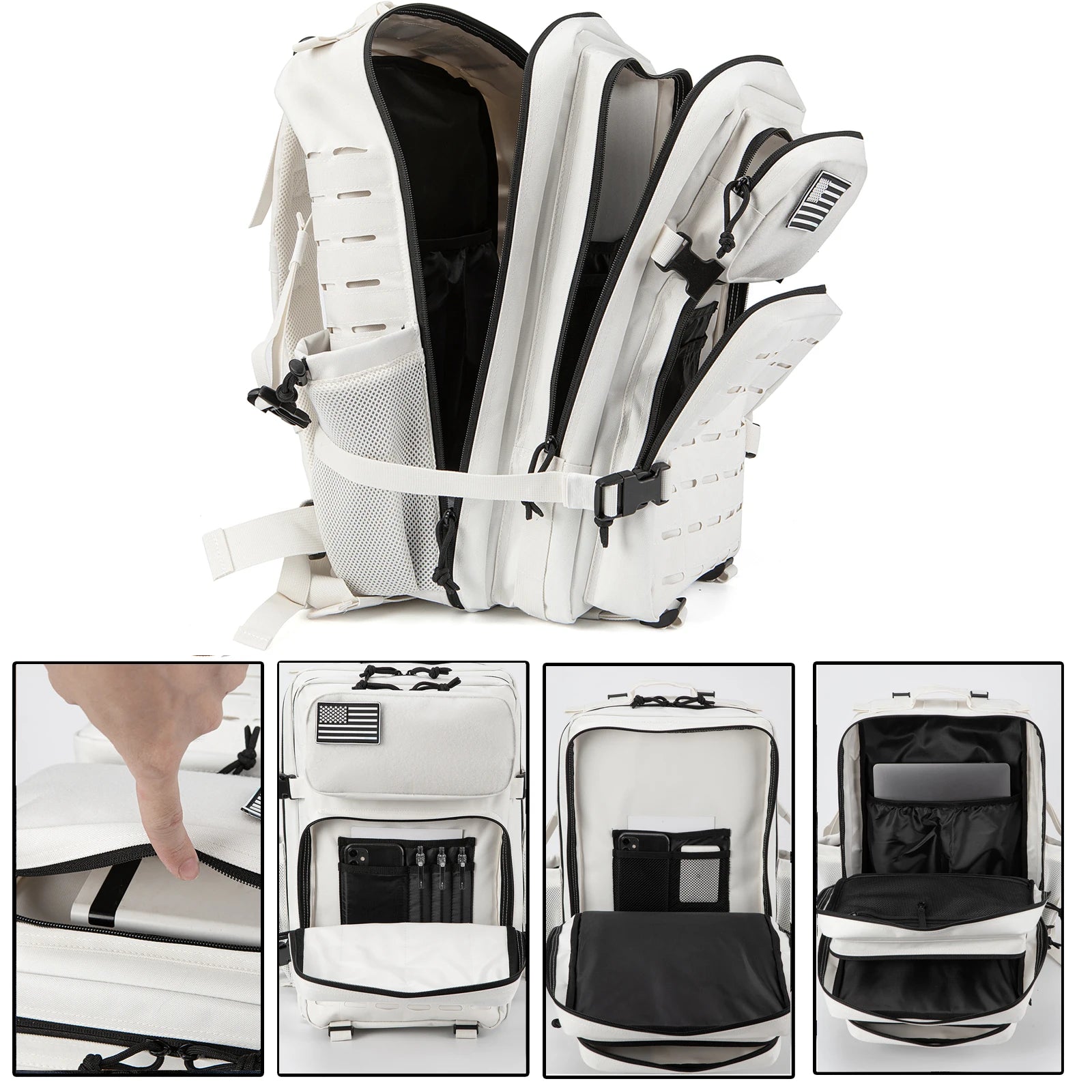 Sac à dos extérieur pour hommes et femmes, sac robuste, petit sac à dos scolaire, sac à dos de randonnée, porte-bouteille, 25L, 45L