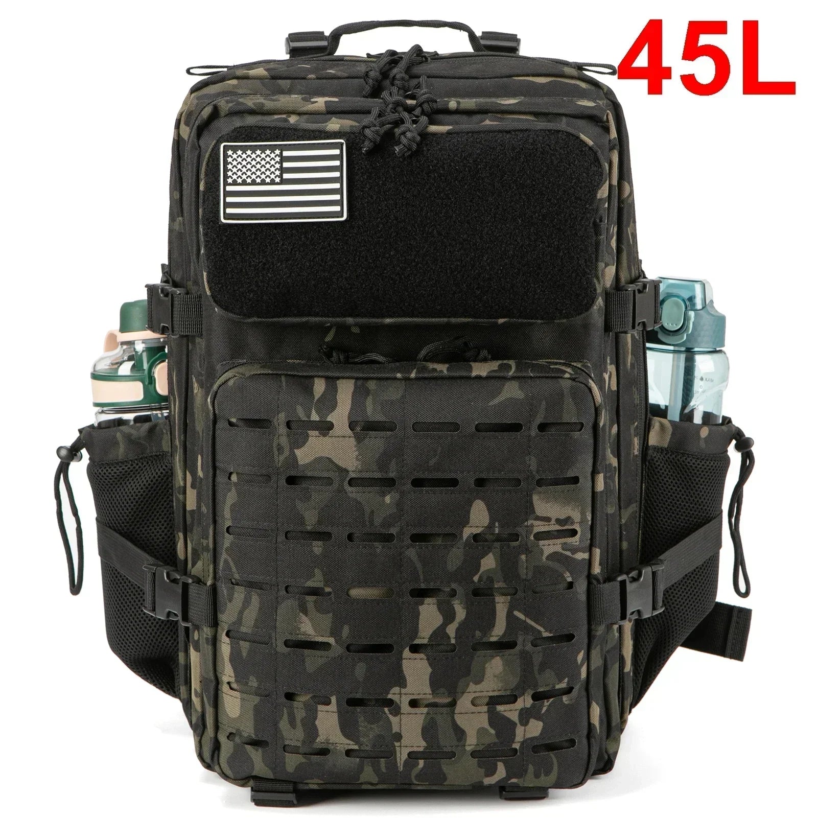 Sac à dos extérieur pour hommes et femmes, sac robuste, petit sac à dos scolaire, sac à dos de randonnée, porte-bouteille, 25L, 45L