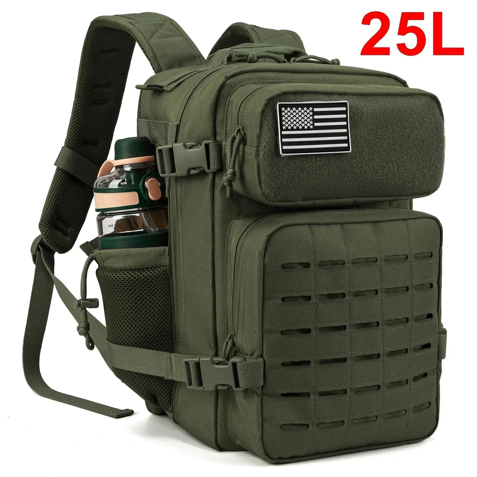 Sac à dos extérieur pour hommes et femmes, sac robuste, petit sac à dos scolaire, sac à dos de randonnée, porte-bouteille, 25L, 45L