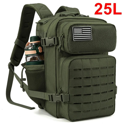 Sac à dos extérieur pour hommes et femmes, sac robuste, petit sac à dos scolaire, sac à dos de randonnée, porte-bouteille, 25L, 45L