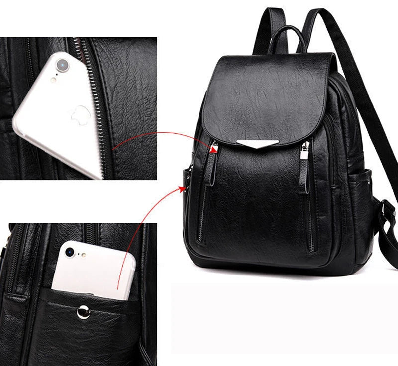 Sac à dos femme voyage grand sac à dos en cuir PU sac à main cartable pour filles femme épaule dos mochila