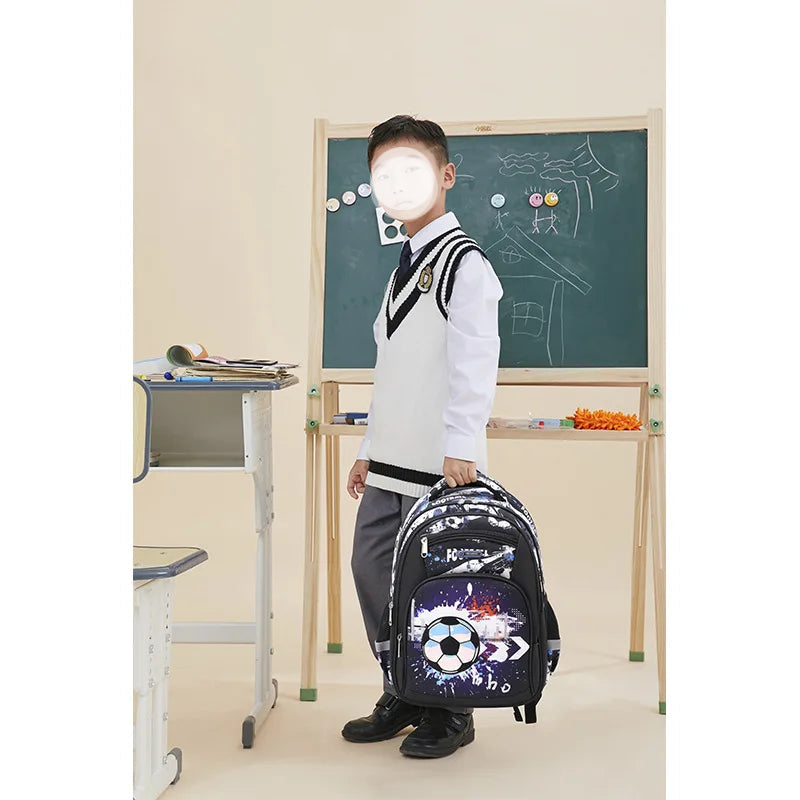 Sac à dos imprimé Football pour enfants et adolescents, cartable de voyage pour garçons