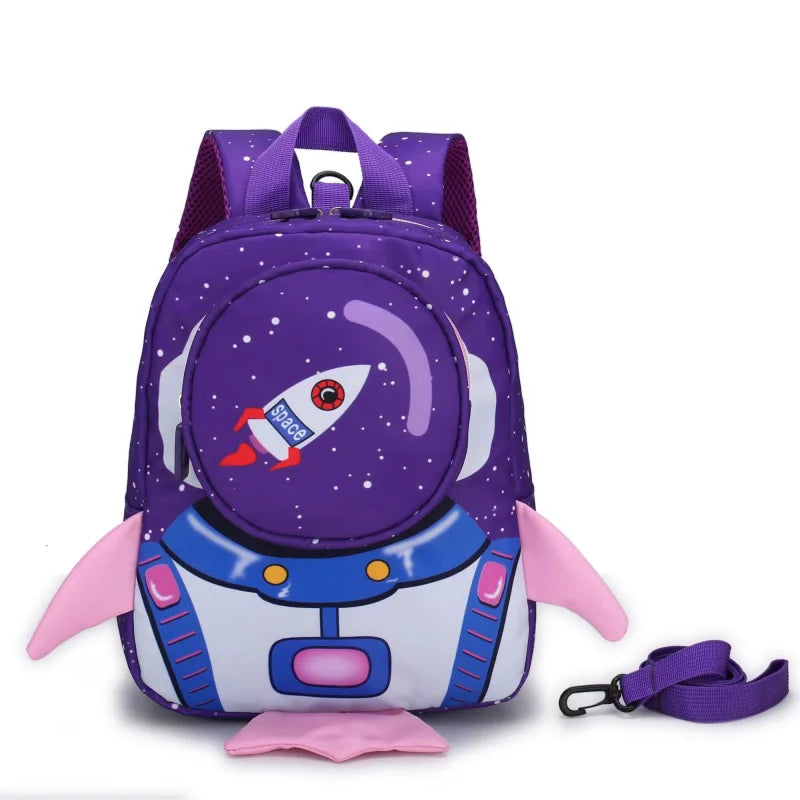 Sac à dos pour enfants avec guide de sécurité 3d avec dessin / fusée / léger / école