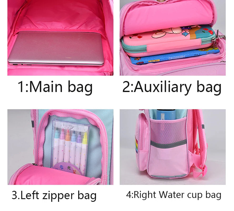 Sac à dos étanche de grande capacité pour enfants, sac d'école imprimé licorne pour adolescents de 2 à 16 ans, sac à dos Kawaii pour enfants