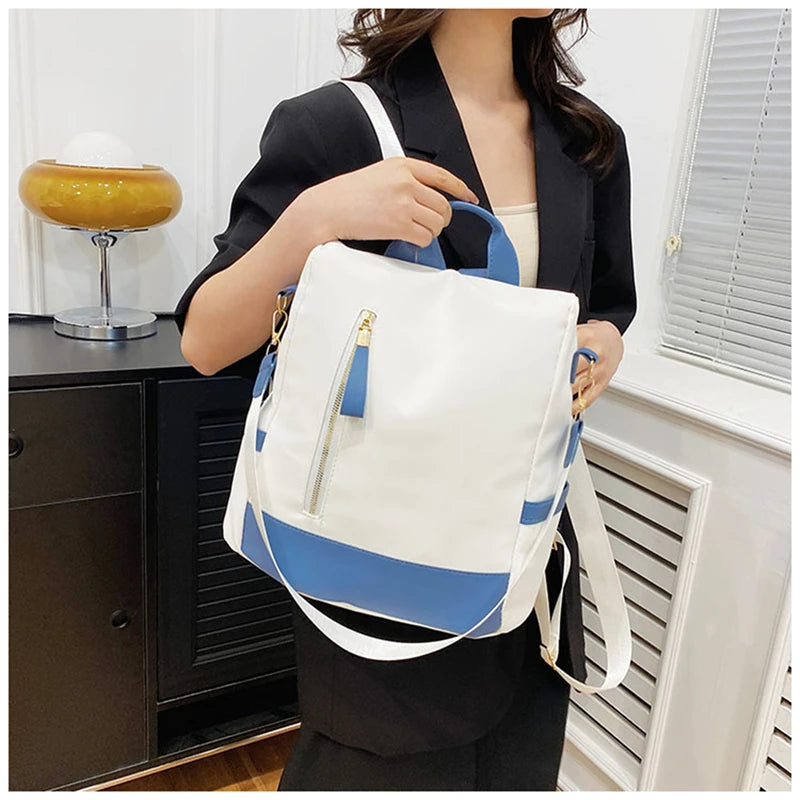 Sac à dos Oxford imperméable avec coutures pour femme, fermeture à glissière arrière antivol, cartable pour fille, voyage décontracté, unique initié