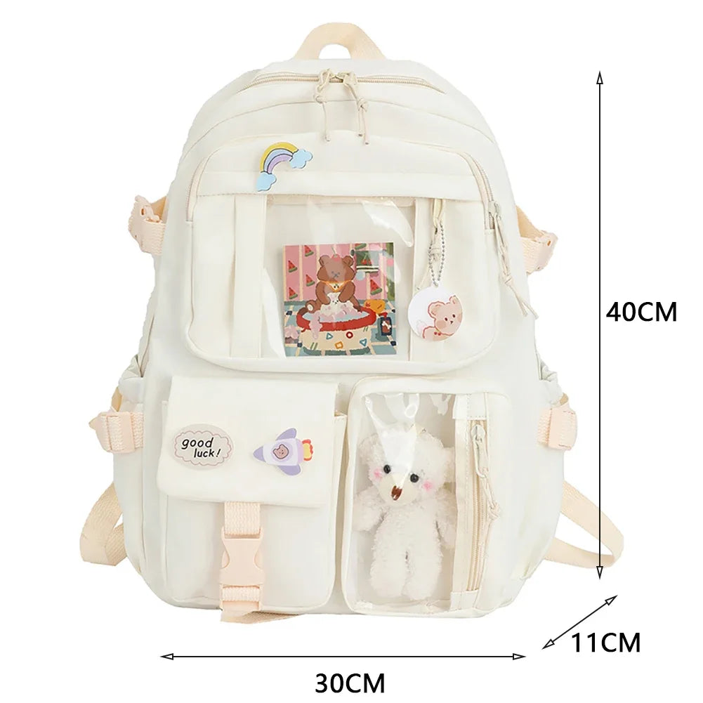 Sac à dos esthétique japonais pour filles, sacs d'école mignons pour étudiants, adolescentes, poches, sac à dos pour ordinateur portable Kawaii pour femmes, Harajuku Mochila