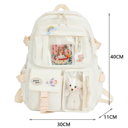 Sac à dos esthétique japonais pour filles, sacs d'école mignons pour étudiants, adolescentes, poches, sac à dos pour ordinateur portable Kawaii pour femmes, Harajuku Mochila