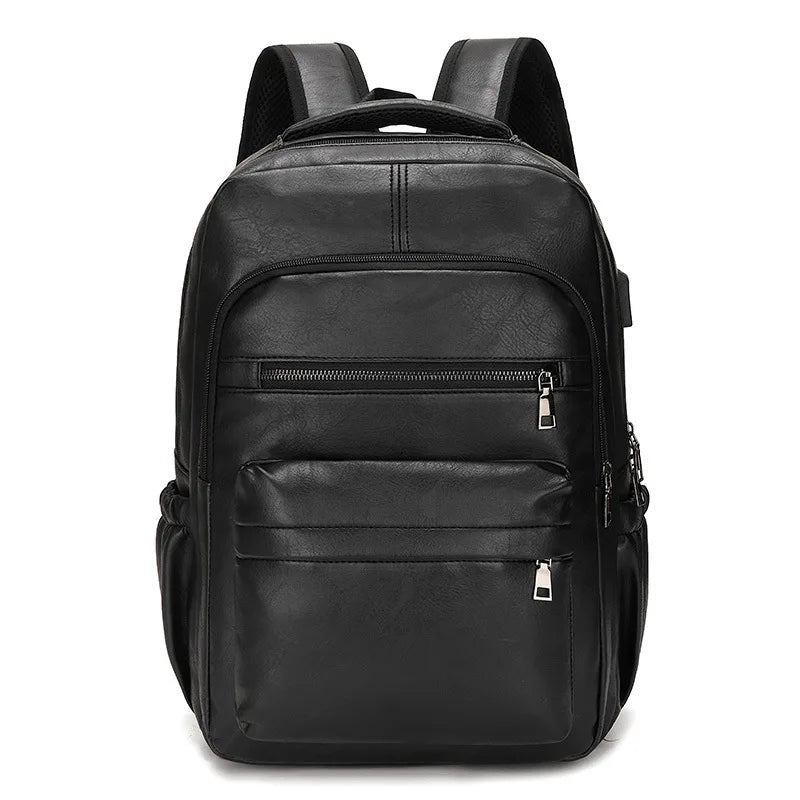 Sac à dos de chargement USB en cuir PU pour hommes