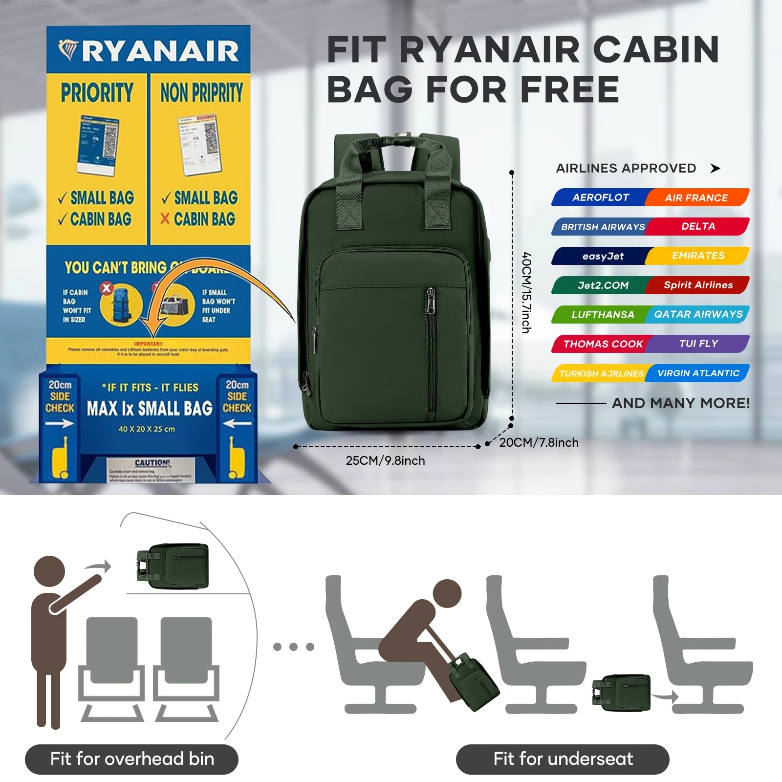 Sac à dos de voyage pour femme : imperméable, léger, cabine Ryanair